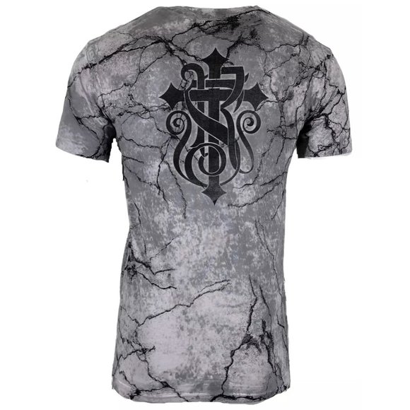 Rebel Saint By Affliction Men's T-shirt MOURNFUL Biker Skull Tattoo S-5XL - Picture 2 of 7